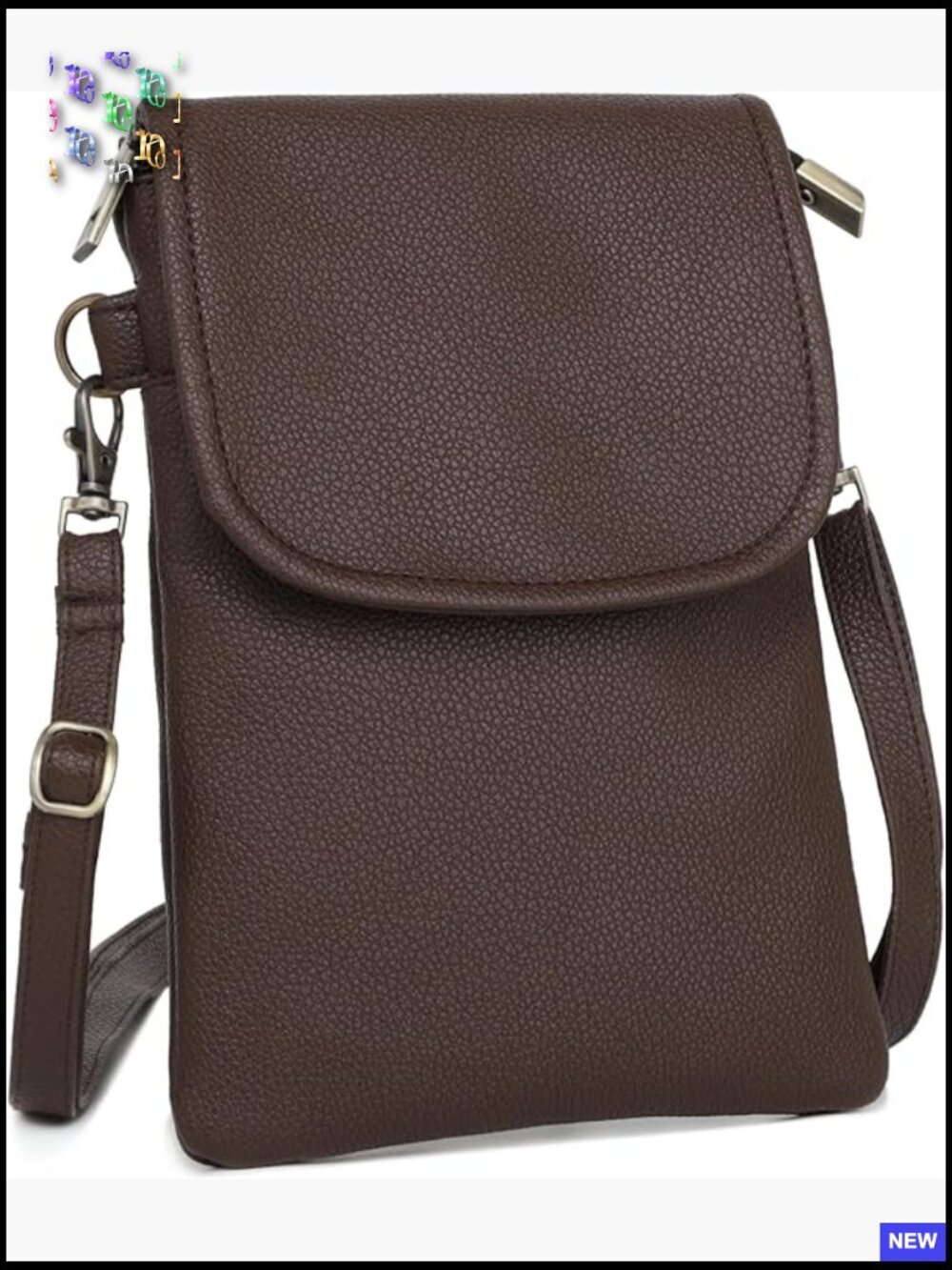 Vegan Leather Small Crossbody Bag Cell Phone Purse Wallet Adjustable Strap